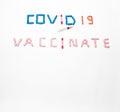 Pills spelling and emphasizing the Coronavirus Vaccination during Covid 19 with Copy Space