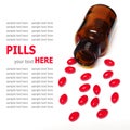 Pills spilling out of a pill bottle isolated on white background Royalty Free Stock Photo