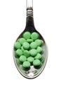 Pills on a spoon Royalty Free Stock Photo