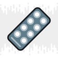 Pills strip icon. Simple color version on light gray background