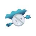 Pills super hero. Cute cartoon character with smiled face. Round tablet in a superhero costume. Medicinal strong help