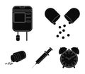 Pills, a syringe, a container of blood.Mtdicine set collection icons in black style vector symbol stock illustration web