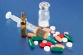 Pills, syringe, vial and ampoule