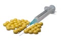 Pills and syringe1 Royalty Free Stock Photo