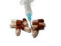 Pills and syringe2 Royalty Free Stock Photo