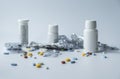 Pills and tablet closeup. Medicinal drugs