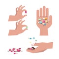 Pills and tablet with hand. medicine -