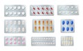 Pills Tablets Capsules Blister Realistic Icon Set Royalty Free Stock Photo