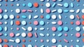 Pills Tablets Medication White Pink Red Blue Large Flat Lay Pharmaceutical Healthcare Pattern Mental Health Wellness