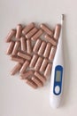 Pills and thermometer three Royalty Free Stock Photo