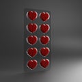 Pills for those who stopped falling in love, 10 red pills in transparent package, Concept 3D rendering