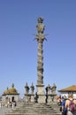 Porto, 21th July: Pilory of Porto Monument in the Courtyard of Cathedral Se do Porto in Portugal