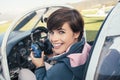 Pilot in the aircraft cockpit