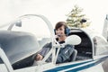 Pilot in the aircraft cockpit Royalty Free Stock Photo