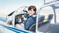 Pilot in the aircraft cockpit Royalty Free Stock Photo