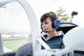 Pilot in the aircraft cockpit Royalty Free Stock Photo