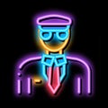 Pilot Aircraft Silhouette neon glow icon illustration