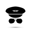 Pilot black icon silhouette Royalty Free Stock Photo