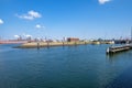 2 Pilot boats are waiting for an incoming ship from the sea in f Royalty Free Stock Photo