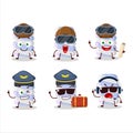 Pilot cartoon mascot blue marshmallow twist with glasses