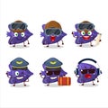 Pilot cartoon mascot fish purple gummy candy with glasses