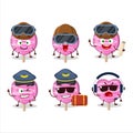Pilot cartoon mascot pink lolipop love with glasses