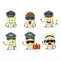 Pilot cartoon mascot yellow marshmallow twist with glasses