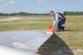 Pilot checking glider just before taking off