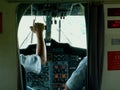 View into the cockpit of a small passenger plane. Royalty Free Stock Photo