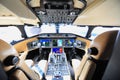 Pilot cockpit of a Bombardier Global 6000 business jet at Singapore Airshow