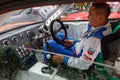 Pilot in the cockpit of a drift car