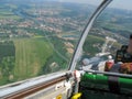 The view from the cockpit of a glider in flight. Royalty Free Stock Photo