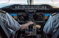 Pilot and copilot in commercial plane Royalty Free Stock Photo