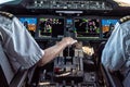 Pilot and copilot in commercial plane Royalty Free Stock Photo