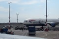 Pilot flies Union Jack from British repatriation jet Royalty Free Stock Photo