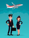 Pilot and a flight attendant