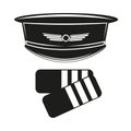 Pilot hat with epaulets. Captain cap head Royalty Free Stock Photo