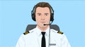 Pilot with Headset in Cockpit Cabin Ready for Flight Royalty Free Stock Photo
