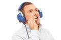 Pilot with headset looking aside Royalty Free Stock Photo