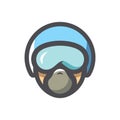 Pilot Helmet Head Vector icon Cartoon illustration