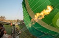 Pilot of hot air balloon start burner for air heating Royalty Free Stock Photo