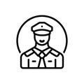 Black line icon for Pilot, aviator and airman