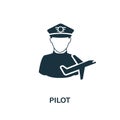 Pilot icon. Monochrome style design from professions icon collection. UI. Pixel perfect simple pictogram pilot icon. Web design, a Royalty Free Stock Photo