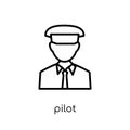 Pilot icon. Trendy modern flat linear vector Pilot icon on white Royalty Free Stock Photo