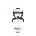 pilot icon vector from jobs collection. Thin line pilot outline icon vector illustration. Linear symbol