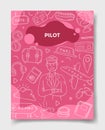 Pilot jobs career with doodle style for template of banners, flyer, books, and magazine cover