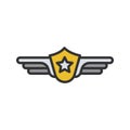 Pilot label color icon. Isolated vector illustration on white background.