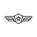 Pilot label linear icon. Thin line illustration. Vector isolated outline drawing.