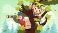 Pilot Monkey Tree Forest Search Vector