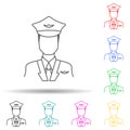 pilot multi color style icon. Simple glyph, flat vector of proffecions icons for ui and ux, website or mobile application Royalty Free Stock Photo